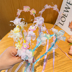 Belleworld 2025 phong cách mới vẻ đẹp tóc con người mảnh phía trước bện Headband trẻ em màu sắc ngọt ngào hoa pearled hairband cho cô gái - Product Image 5