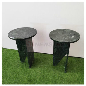 Mesa redonda de piedra para sala de estar, mueble con extremo redondo, azulejo de mármol <span class=keywords><strong>verde</strong></span>, para salón - Product Image 2