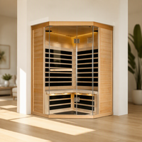 Sauna sec infrarouge moderne pour 3-4 personnes en bois massif de cèdre rouge/cèdre américain avec panneau de commande informatique et transom 4,5 kW