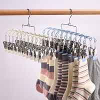 Corde à linge multifonctionnelle à double couche en métal lisse nouvellement améliorée à 20 clips adaptée aux vêtements et aux chaussettes