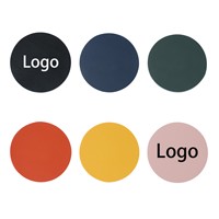 Sous-verres de luxe personnalisés imprimés, ensemble de sous-verres, tapis de tasse ronds en cuir véritable avec logo