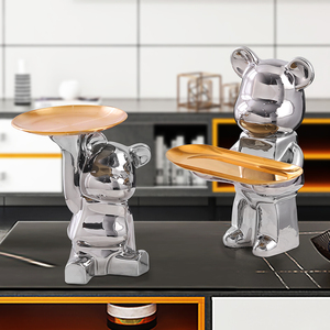 Plateau en céramique <span class=keywords><strong>blanche</strong></span> émaillée en forme d'ours, porte-clés, décoration de meuble TV, décoration de bureau, fait main, Art déco <span class=keywords><strong>moderne</strong></span>, Saint-Valentin/Noël - Product Image 5