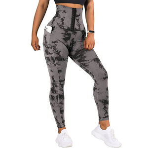 Pantalones de <span class=keywords><strong>faja</strong></span> Tie Dye Print Control de barriga Levantamiento de glúteos Diseño de bolsillo Pantalones de yoga Pantalones <span class=keywords><strong>deportivos</strong></span> femeninos ajustados Leggings de mujer - Product Image 3