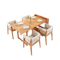 Ensemble de table à manger extensible pliable en bois simple et moderne de style rectangulaire en bois de couleur bois clair