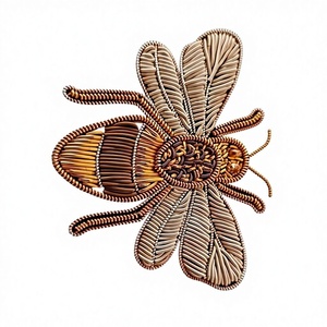 Fancy High Quality Hand Embroidered Bullion Wire Fabric Brooch with Magnet Breastpin - Product Image 1