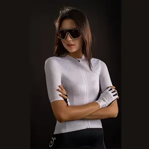 Vente en gros de vêtements de cyclisme pour femme Design personnalisé fabricant d'ensembles de cyclisme de compression blanc fournisseur anti-UV