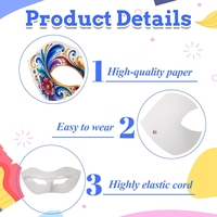Lot de 120 masques en papier mâché vierges à moitié masqués avec sangle élastique pré-assemblée pour la confection de masques de mascarade pour les fêtes de Mardi Gras