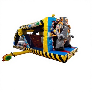 Circuito de Obstáculos Inflable con Temática de Laboratorio Industrial, Pista de Obstáculos con Rayas de Peligro para Eventos - Product Image 5