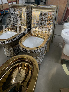 WC monoblocco KD-03GPK Nordic bianco e oro con decorazioni floreali, sanitari Chaozhou, modello europeo, nuovo modello. - Product Image 2