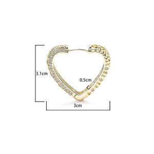 Pendientes de Aro en Forma de Corazón, Oro, Plata, Oro Rosa, Micro Pavé de Circonita, para Uso Diario - Product Image 5