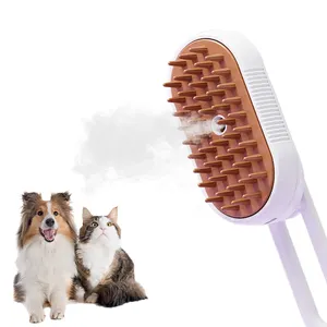Escova multifuncional 4 em 1 para animais de estimação, escova multifuncional para remover pelos emaranhados e soltos com alça giratória para cães e gatos
