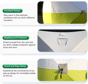 Tenda da Pesca sul Ghiaccio Rinforzata Impermeabile, Design Sauna Pop-up Personalizzabile, Montaggio Rapido Portatile <span class=keywords><strong>per</strong></span> Rifugio Invernale - Product Image 4