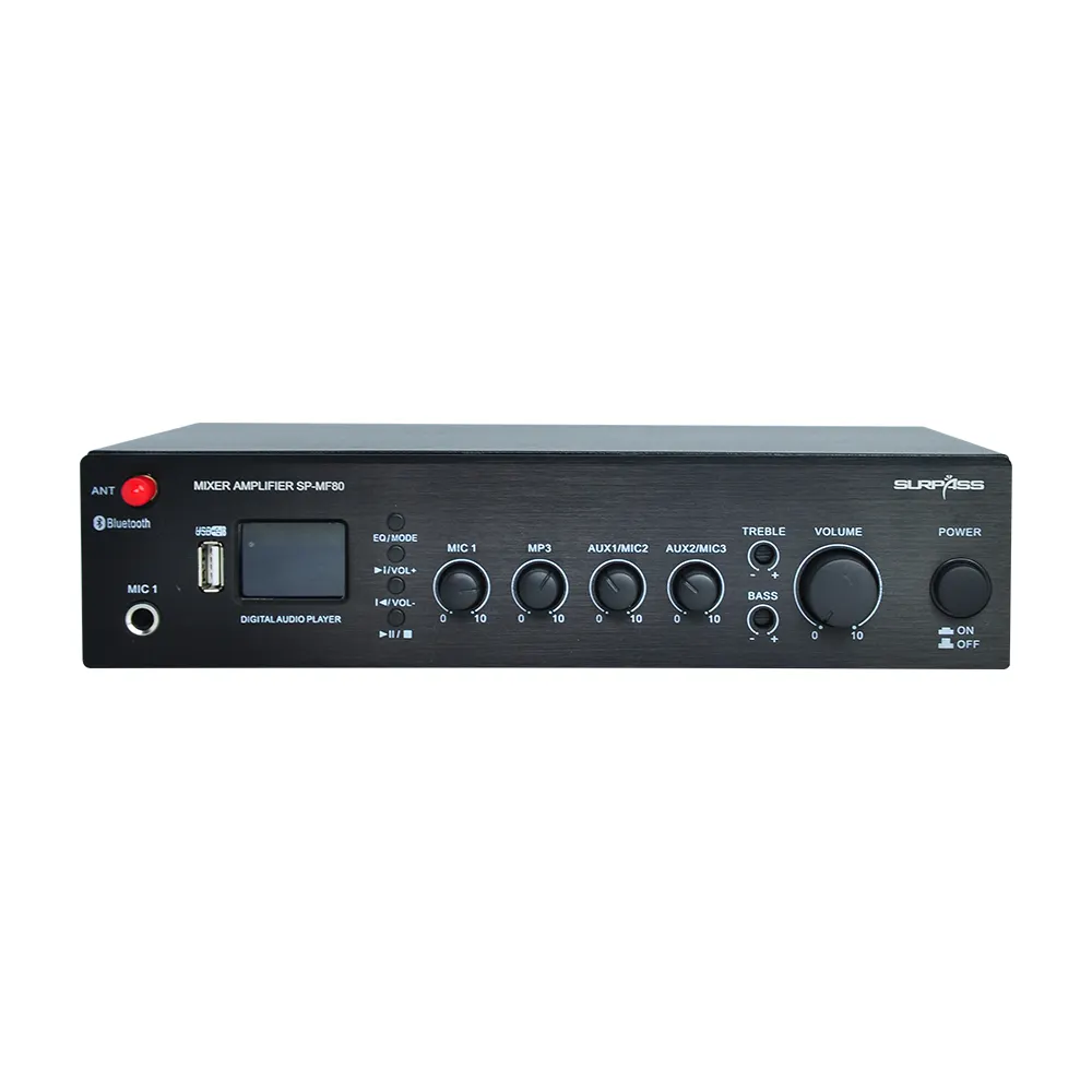 Sistem Alamat Publik 120W Desktop Digital Mixer Amplifier Bluetooth Remote Control USB FM MP3 Amplifier Karaoke Profesional