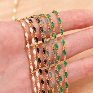 Cadena Llena de Oro 14K Diy Joyería Permanente Esmalte de Colores Cristal <span class=keywords><strong>Figaro</strong></span> 3 + 1 Cadenas para Collar Pulseras Fabricación de Joyas - Product Image 5