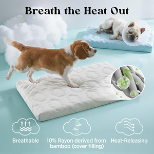 Grand lit rafraîchissant pour <span class=keywords><strong>chien</strong></span> Q-Max avec tapis rafraîchissant, housse amovible et lavable, mousse orthopédique respirante en forme de nid d'abeille, coussin d'été antidérapant - Product Image 2
