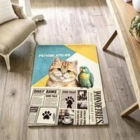 Tapis de sol personnalisé imprimé en gros, motif animal (chat, perroquet), antidérapant, lavable, pour décoration intérieure, idéal pour le dropshipping