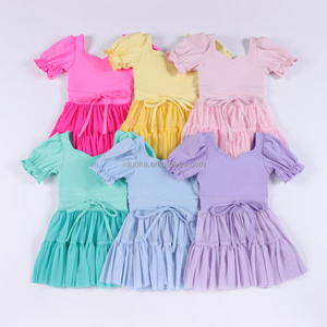 Vestido de actuación superpuesto de malla para niñas con lazo de satén, ropa activa inspirada en el ballet para gimnasia de yoga y disfraz de escenario - Product Image 1