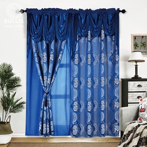 Burgundy Màu Thiết Kế Sáng Bóng Fancy Jacquard Curtain Với Đính Kèm Valance Chấp Nhận Tùy Chỉnh - Product Image 4