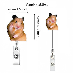 Badge d'identification rétractable à tirette, thème souris, fantaisie, en acrylique pailleté, avec boucle pour carte d'identité d'employé, pour le marché international - Product Image 4
