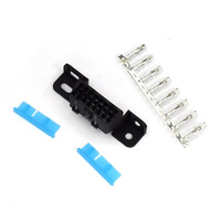 Conector Hembra OBD2 de 16 Pines, Negro, Terminales OBD de 16 Pines, Pines de Crimpado Azules para Herramienta de Diagnóstico Automotriz