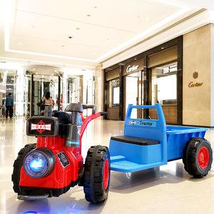 Tractor eléctrico Beaduoqi de 12V con doble tracción para niños de 2 a 4 años, color azul y rojo, con luz y sonido. - Product Image 1