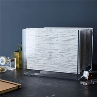 Boîte de rangement de fichiers de bureau carrée en acrylique, boîte de rangement de fichiers suspendus, organisateur de dossiers multifonction avec poignée pour le rangement