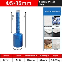 M10 Thread Diamond Finger Bit Cutter Forets brasés sous vide pour un fraisage et une coupe efficaces des carreaux de céramique Granit Marbre