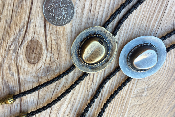 Cravatte Bolo In Pelle Vintage - 2 Pezzi Regolabili Con Fibbia Scorrevole Per Costumi Cowboy - Foto 10