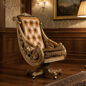 Bureau de direction de style <span class=keywords><strong>français</strong></span> de luxe, en noyer doré, avec des détails sculptés, pour villa royale, palais, bureau à domicile - Product Image 3
