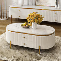 Ensemble de meuble TV et table moderne de luxe en marbre et pierre, style européen, 2026