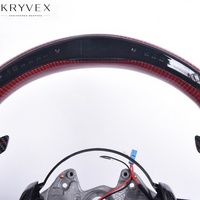 Volant sport en cuir rouge et fibre de carbone Kryvex pour F30/F32/F10/F20/E46/E60/E90/M2-M6 avec lumières LED - Ajustement parfait
