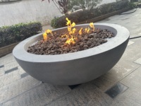 Table de foyer d'origine aspect béton nouvelle cheminée à gaz en ciment forme ronde brasero sans fumée utilisation en extérieur