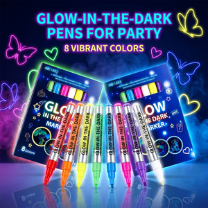 Marqueurs phosphorescents 2026 – 8 couleurs néon fluorescentes <span class=keywords><strong>pour</strong></span> masques de fête, pierre, tissu, verre, bois et loisirs créatifs - Product Image 1