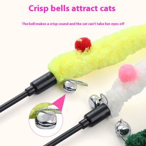 Nuevo juguete interactivo ecológico para gatos, tira de felpa colorida, palo para gatos con campana, Material de madera para perros - Product Image 5