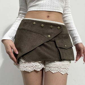 Minifalda Asimétrica de Gamuza para Mujer, Cintura Baja, con Bolsillos con Remaches, Estilo Y2K Cyberpunk Western, Corte en A, Nueva Colección 2026 - Product Image 4