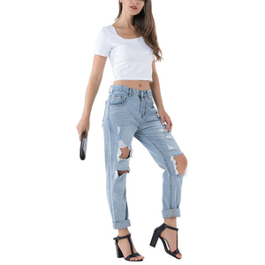 Wholesale New <span class=keywords><strong>Vogue</strong></span> elegant zipper cotton Denim Jeans high waist woman Jeans - Product Image 4