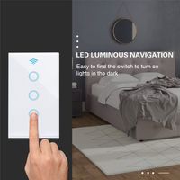 Interruptor de Luz WiFi 2.4G Tuya, Interruptor Inteligente Estándar Estadounidense, Control por Temporizador, Interruptores de Pared de Vidrio de 1/2/3/4 Vías, Universal, Compatible con ALEXA