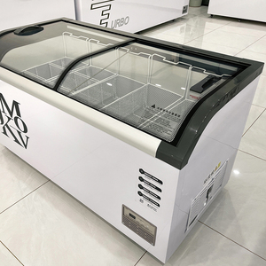 Congélateur commercial pour supermarché, à température unique, avec porte vitrée incurvée, intégré, design îlot européen profond, à froid ventilé - Product Image 3