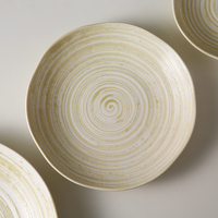 WEIYE assiette en porcelaine assiettes en céramique de haute qualité plaques en céramique jaune caramel ensemble d'assiettes en porcelaine céramique ronde pour Restaurant