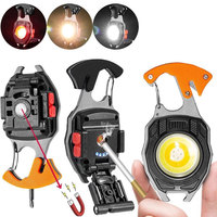 Porte-clés LED multifonction en alliage d'aluminium, rechargeable par USB, lampe de poche d'urgence, coupe-ceinture de sécurité, tournevis, sifflet