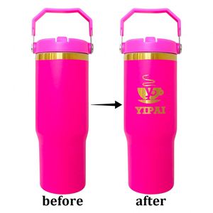 Powder Coated Gold Copper Plated 30oz Flip Top Straw Student Tumbler Water <b>Bottle</b> for Laser Engraving - Product Image 4