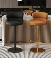 Chaise de bar de luxe en acier inoxydable avec dossier pivotant et réglable en hauteur pour cuisine, salon, maison moderne, hôtel, réception, école, style européen