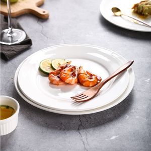 Piring Makan Keramik Murah Grosir Putih Polos Bulat Set Piring Makan Porselen untuk Restoran Hotel - Product Image 5