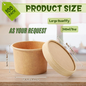 Vasos <span class=keywords><strong>de</strong></span> Papel Kraft Ecológicos para Sopa, Grado Alimenticio, <span class=keywords><strong>Caja</strong></span> para Llevar con Tapa, Impresión Personalizada, Contenedores Desechables para Almacenamiento <span class=keywords><strong>de</strong></span> Alimentos - Product Image 3
