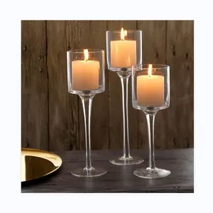 Sbl001 suporte de vela de vidro, venda quente, 3 peças de tamanho, conjunto de frascos de vela, atacado