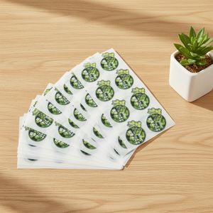 Round Self-Adhesive Eco-Friendly <b>Paper</b> Labels for Personal Care Packaging with Green Plant Design - Product Image 1