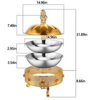 Plat de service rond en acier inoxydable doré pour buffet, chauffe-plats pour hôtel, restaurant, banquet