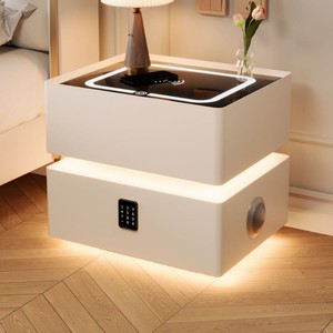 Xu Hướng Mới Đồ Nội Thất Phòng Ngủ Đêm Đứng Ánh Sáng Màu <span class=keywords><strong>Grey</strong></span> Đầu Giường Với An Toàn Không Dây Sạc LED Bàn Cạnh Giường Ngủ - Product Image 3