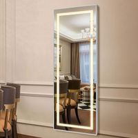 Miroir mural sur pied intelligent à LED avec cadre en aluminium, design moderne et écologique, idéal pour chambre d'hôtel et salon