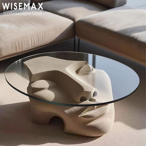 WISEMAX أثاث مصمم أثاث تصميم فني طاولة قهوة من الزجاج المقسى أعلى طاولة مركزية أثاث منزلي فني لغرفة المعيشة - Product Image 1